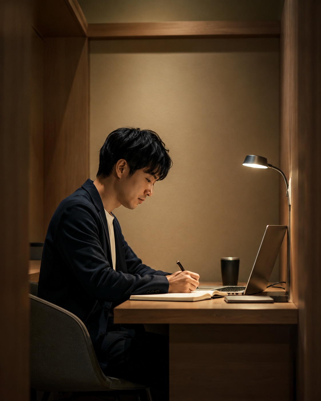 資格勉強に集中する社会人